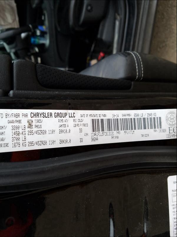 2015 JEEP GRAND CHER 1C4RJFDJ5FC613121