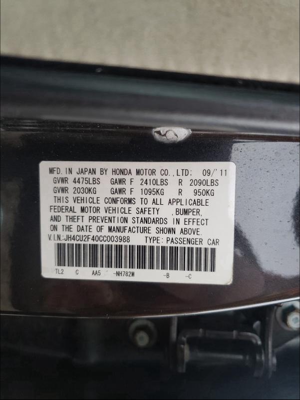 2012 ACURA TSX JH4CU2F40CC003988