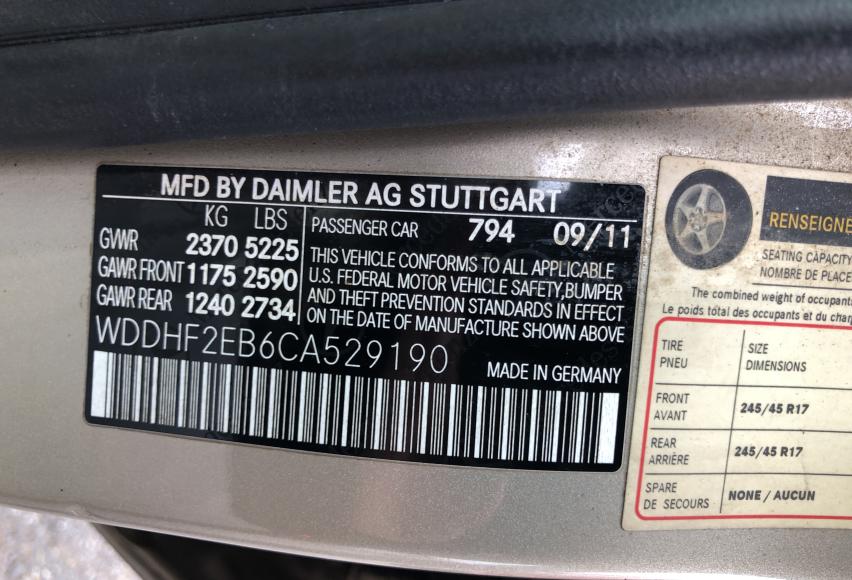 2012 MERCEDES-BENZ E 350 BLUE WDDHF2EB6CA529190