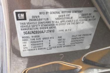 2010 BUICK ENCLAVE CX 5GALRCED9AJ127410