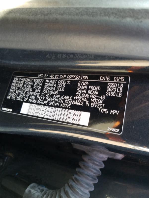 2015 VOLVO V60 CROSS YV4612HK2F1000672