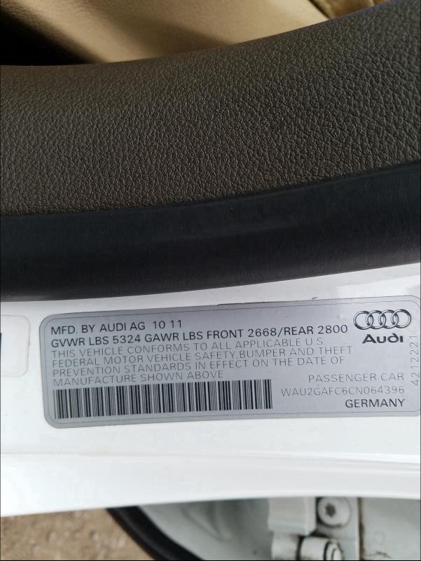 2012 AUDI A7 PRESTIG WAU2GAFC6CN064396