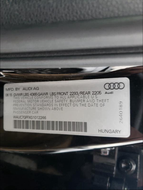 2016 AUDI A3 PREMIUM WAUC7GFFXG1012266