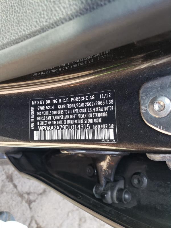 2013 PORSCHE PANAMERA 2 WP0AA2A79DL014315