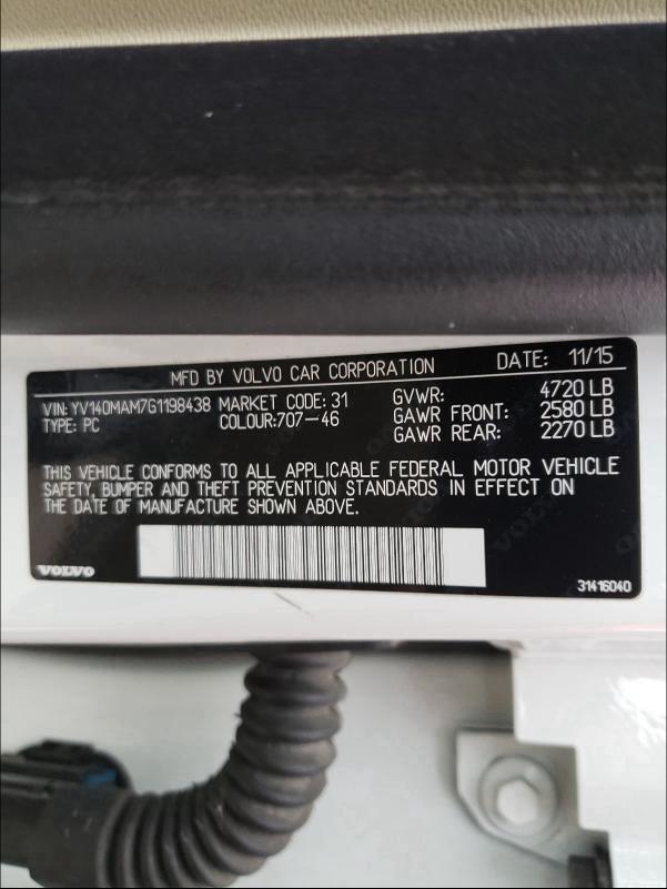 2016 VOLVO S80 PLATIN YV140MAM7G1198438