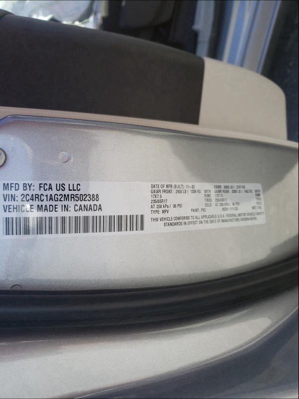 2021 CHRYSLER VOYAGER L 2C4RC1AG2MR502388