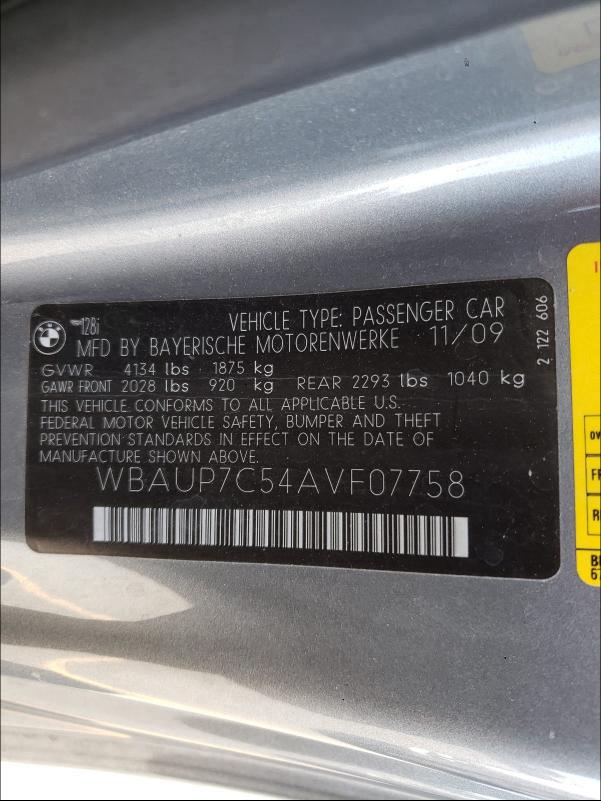 2010 BMW 128 I WBAUP7C54AVF07758