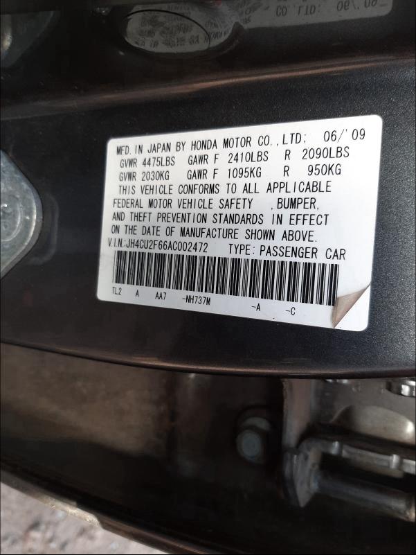 2010 ACURA TSX JH4CU2F66AC002472