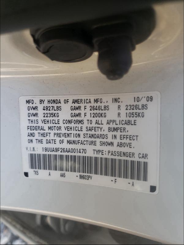 2010 ACURA TL 19UUA9F26AA001470