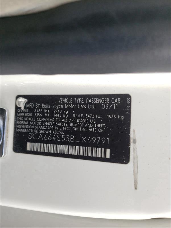 2011 ROLLS-ROYCE GHOST SCA664S53BUX49791