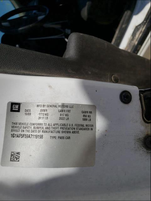 2010 CHEVROLET COBALT 2LT 1G1AF5F59A7119198