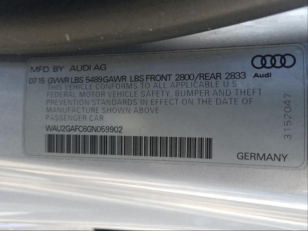 2016 AUDI A7 PRESTIG WAU2GAFC6GN059902