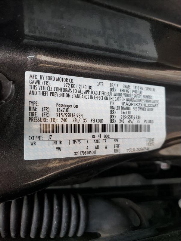 2017 FORD FOCUS SE 1FADP3K2XHL323467