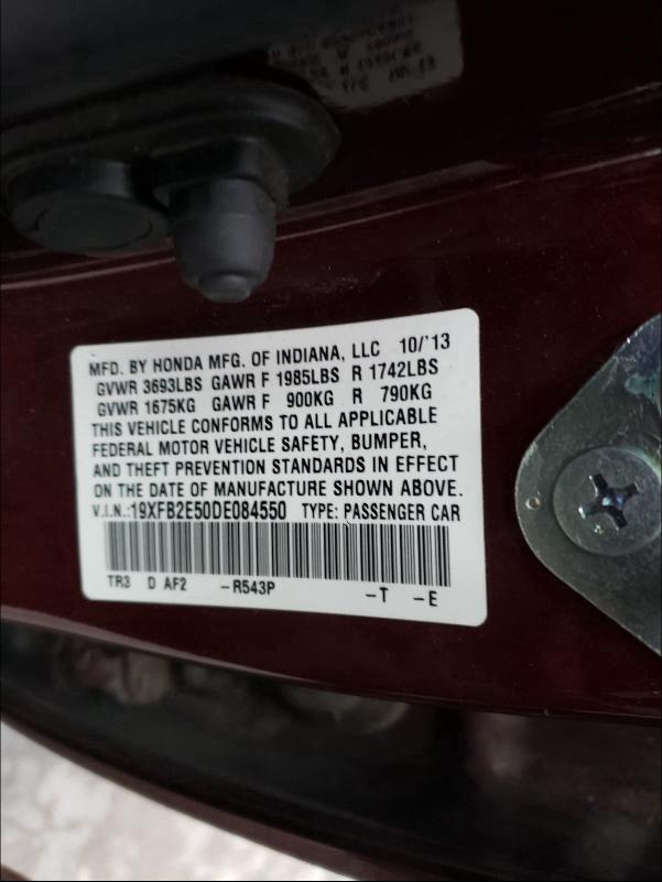 2013 HONDA CIVIC LX 19XFB2E50DE084550