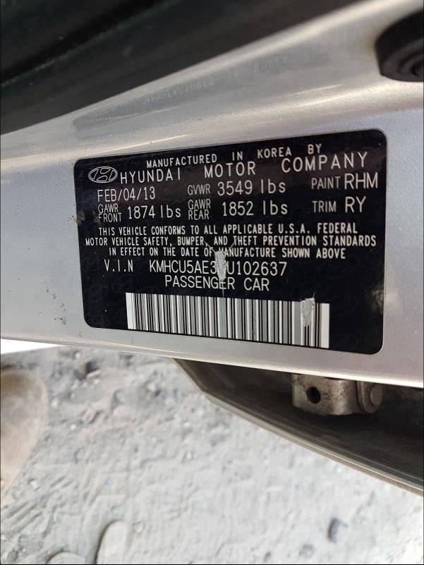 2013 HYUNDAI ACCENT GLS KMHCU5AE3DU102637