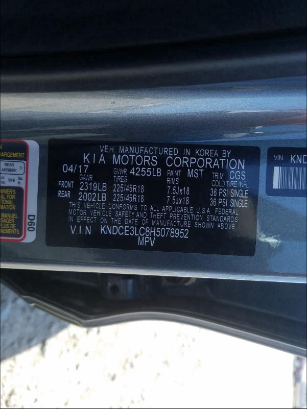2017 KIA NIRO EX TO KNDCE3LC8H5078952