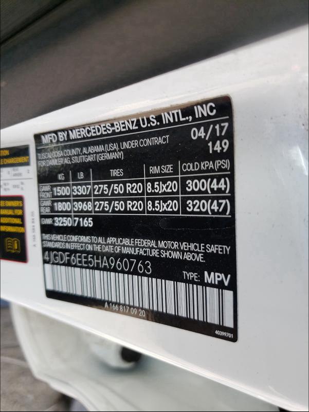 2017 MERCEDES-BENZ GL 450 4JGDF6EE5HA960763