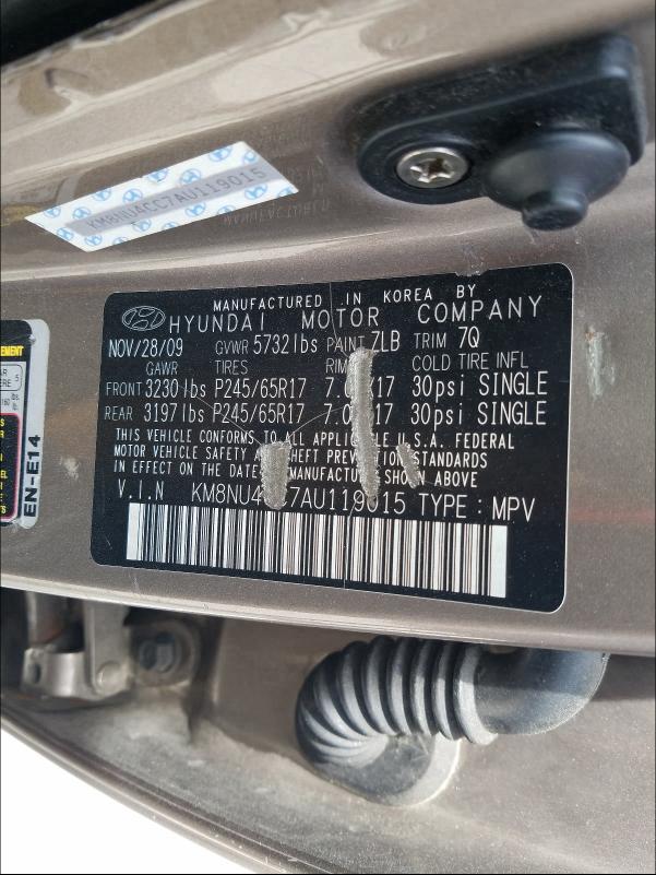2010 HYUNDAI VERACRUZ G KM8NU4CC7AU119015