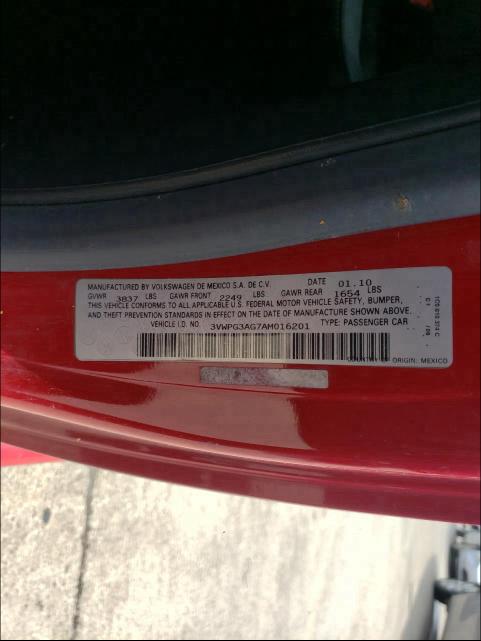 2010 VOLKSWAGEN NEW BEETLE 3VWPG3AG7AM016201