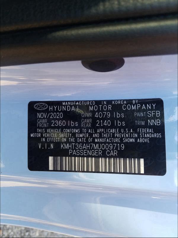 2021 HYUNDAI VELOSTER N KMHT36AH7MU009719