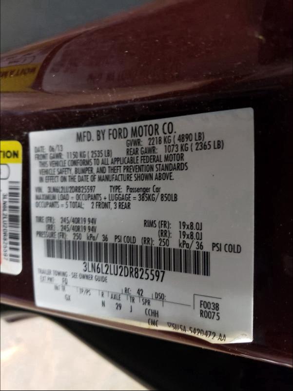 2013 LINCOLN MKZ HYBRID 3LN6L2LU2DR825597