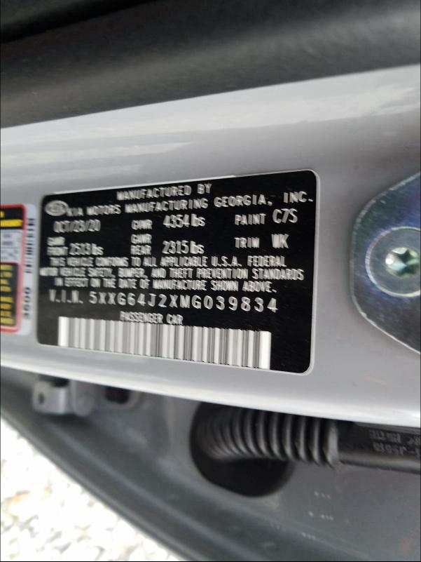 2021 KIA K5 GT LINE 5XXG64J2XMG039834
