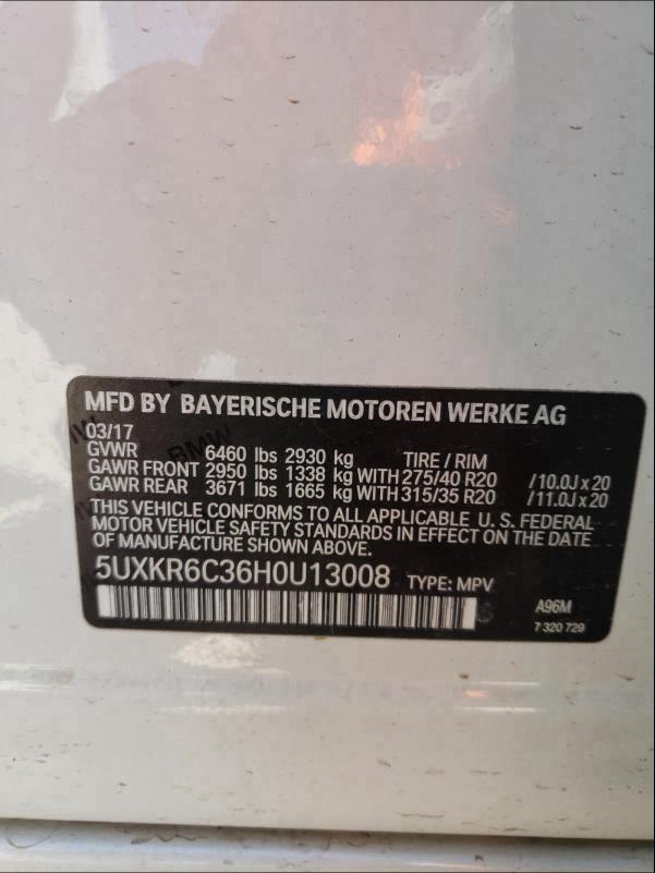 2017 BMW X5 XDRIVE5 5UXKR6C36H0U13008