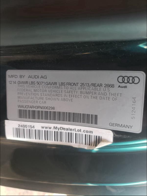 2015 AUDI A5 PREMIUM WAUCFAFH3FN006298