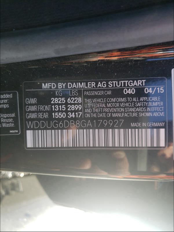 2016 MERCEDES-BENZ S 550E WDDUG6DB8GA179927