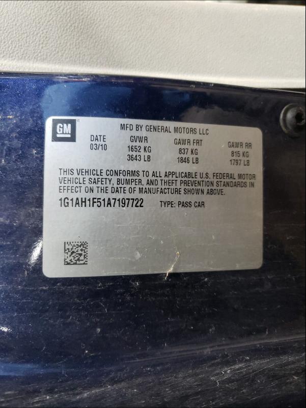 2010 CHEVROLET COBALT 1G1AH1F51A7197722