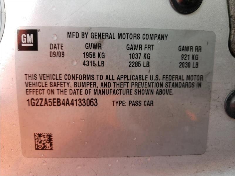 2010 PONTIAC G6 1G2ZA5EB4A4133063