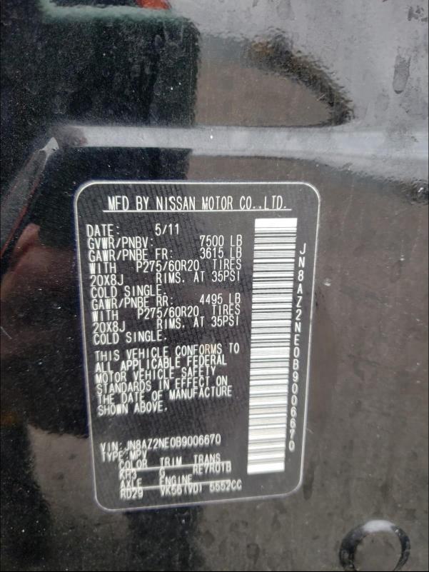 2011 INFINITI QX56 JN8AZ2NE0B9006670