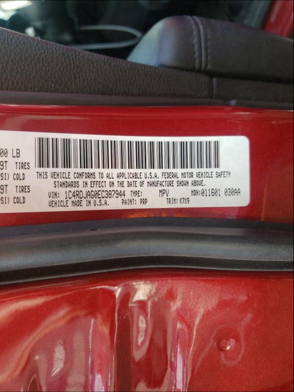 2014 DODGE DURANGO SX 1C4RDJAG0EC387944