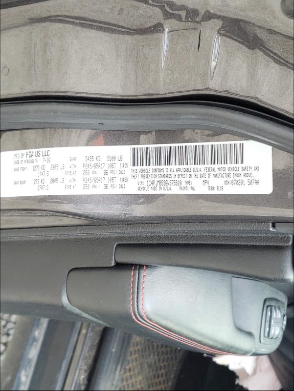 2016 JEEP CHEROKEE T 1C4PJMBS3GW375910