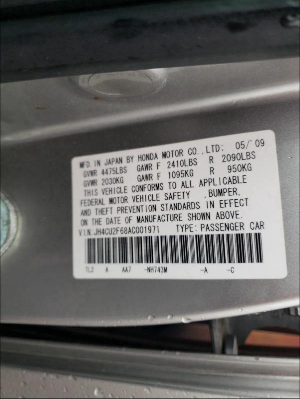 2010 ACURA TSX JH4CU2F68AC001971