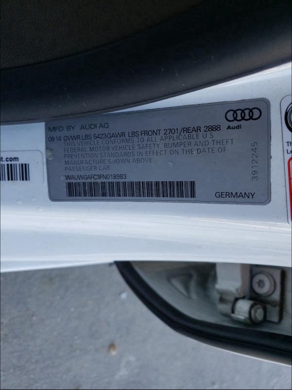 2015 AUDI A7 PREMIUM WAUWGAFC3FN018983