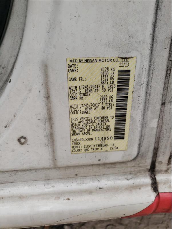 2013 NISSAN NV 2500 1N6BF0LXXDN113850