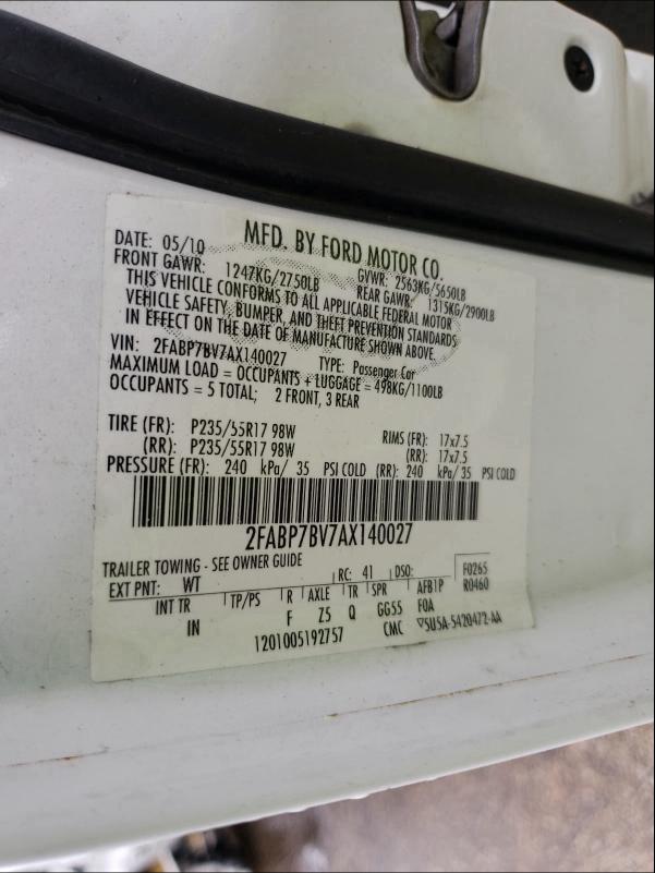 2010 FORD CROWN VICT 2FABP7BV7AX140027