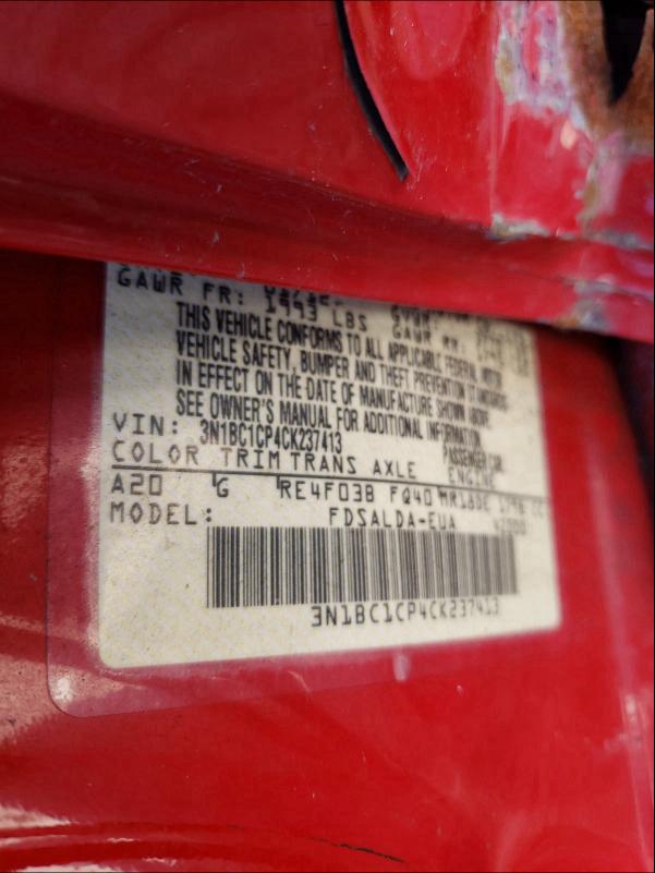 2012 NISSAN VERSA S 3N1BC1CP4CK237413