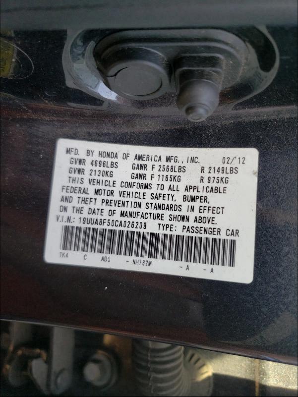 2012 ACURA TL 19UUA8F50CA026209
