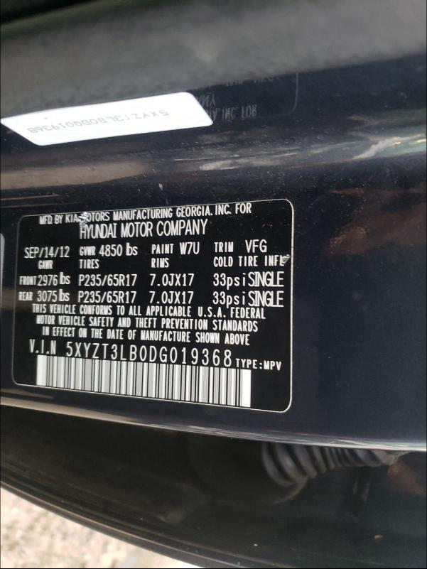 2013 HYUNDAI SANTA FE S 5XYZT3LB0DG019368