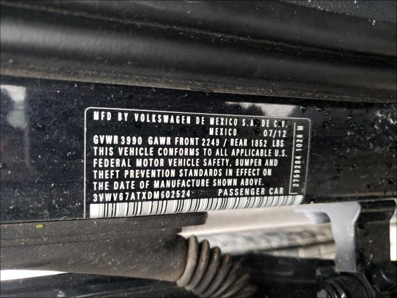 2013 VOLKSWAGEN BEETLE TUR 3VWV67ATXDM602524