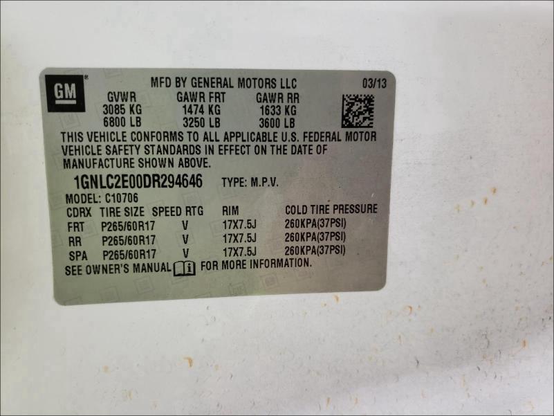 2013 CHEVROLET TAHOE POLI 1GNLC2E00DR294646