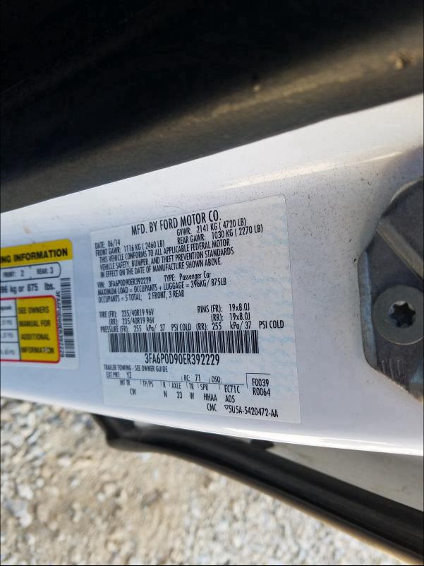 2014 FORD FUSION TIT 3FA6P0D90ER392229