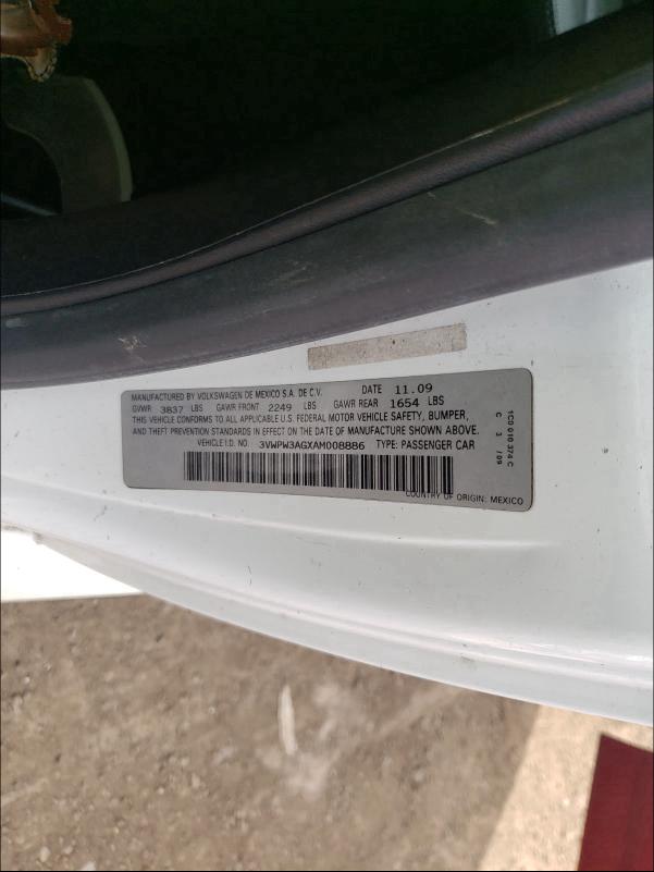 2010 VOLKSWAGEN NEW BEETLE 3VWPW3AGXAM008886