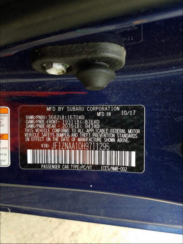 2017 TOYOTA 86 BASE JF1ZNAA10H9711295