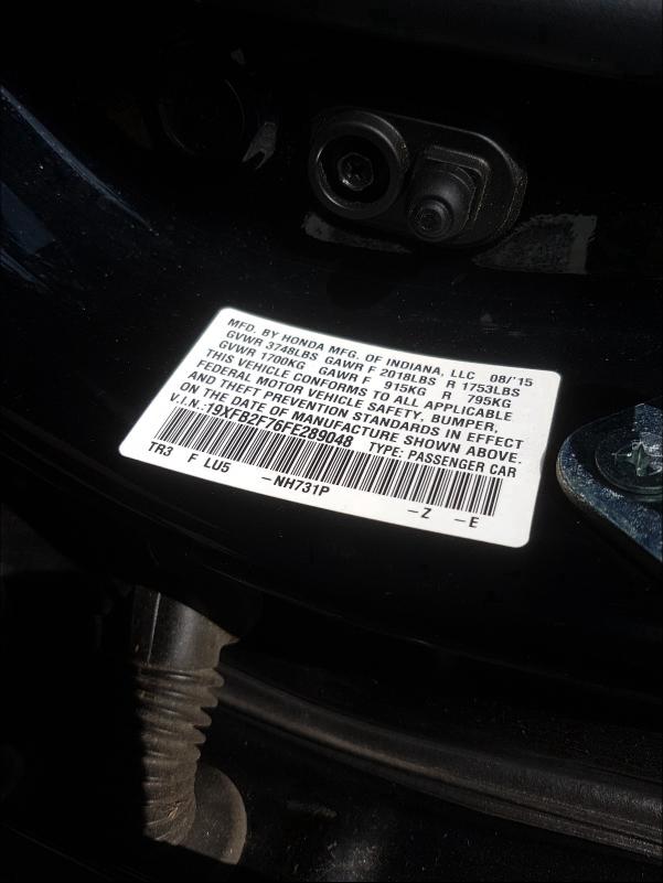 2015 HONDA CIVIC SE 19XFB2F76FE289048