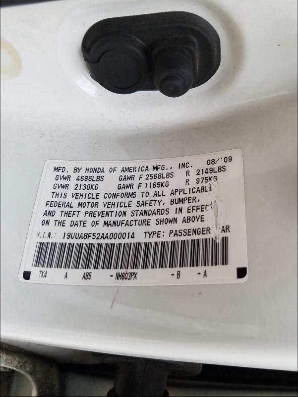 2010 ACURA TL 19UUA8F52AA000014