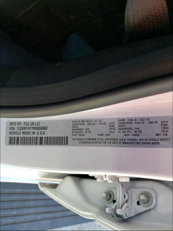 2021 RAM 1500 LIMIT 1C6SRFHT7MN556662