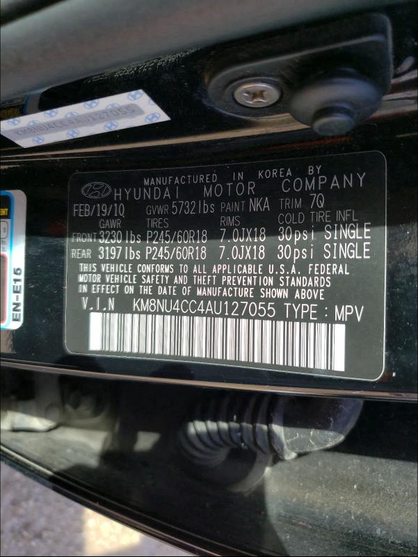2010 HYUNDAI VERACRUZ G KM8NU4CC4AU127055